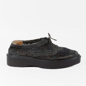 Robert Clergerie Black Pinto Woven Raffia Oxfords